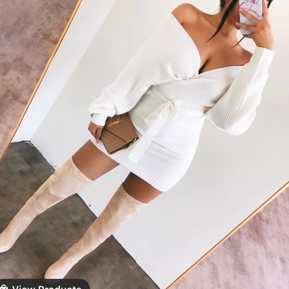 Black off shoulder mini dress